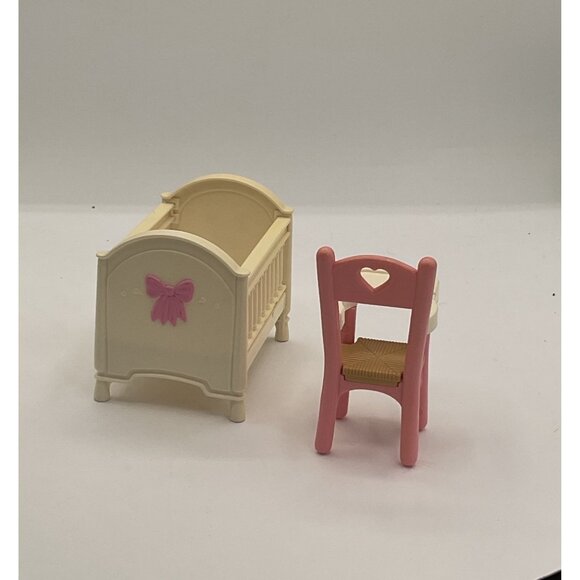 Fisher Price Loving Family Crib & High Chair Pink Nursery Set - Picture 3 of 4